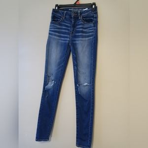 American Eagle distressed HI-RISE Jegging womens 2 ripped jeans skinny